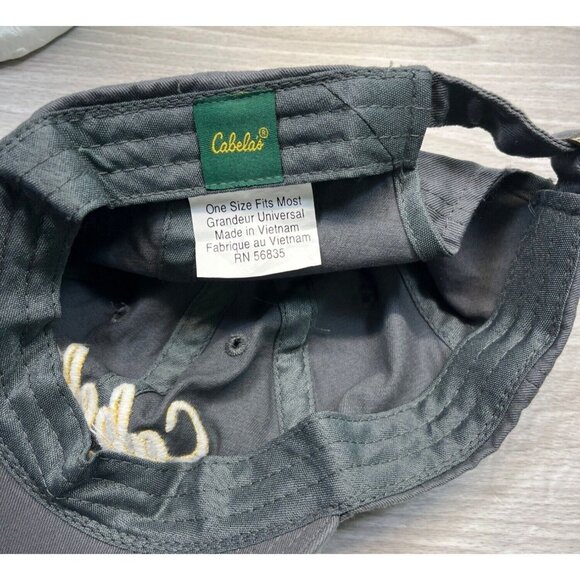 Cabelas Club Gray Hat Adjustable Strapback Gold Logo Embroidered One Size - Picture 6 of 7